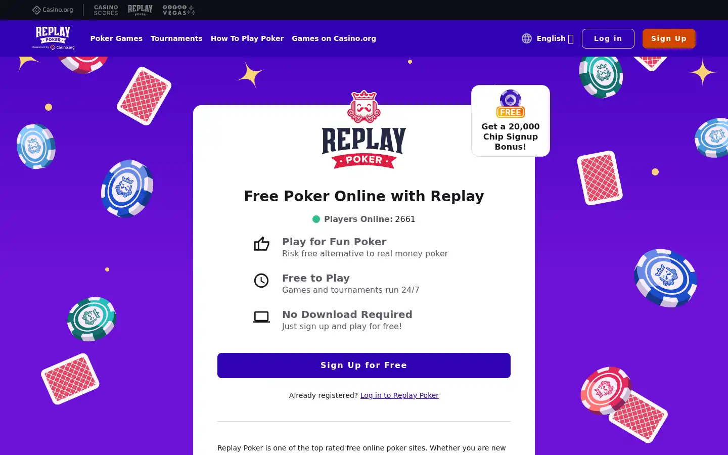 Screenshot of replaypoker.com