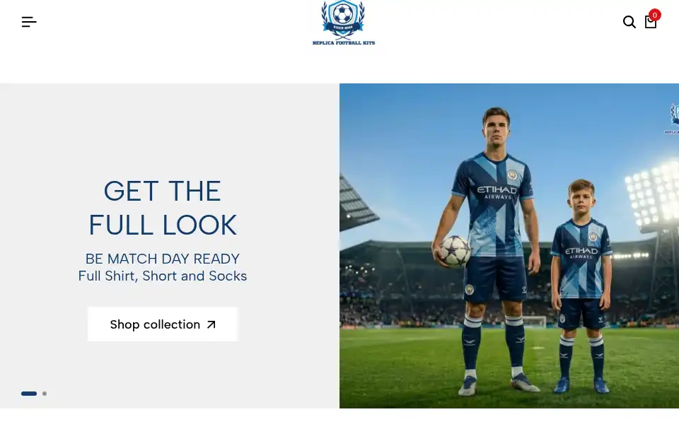 Screenshot of replicafootballkits.com