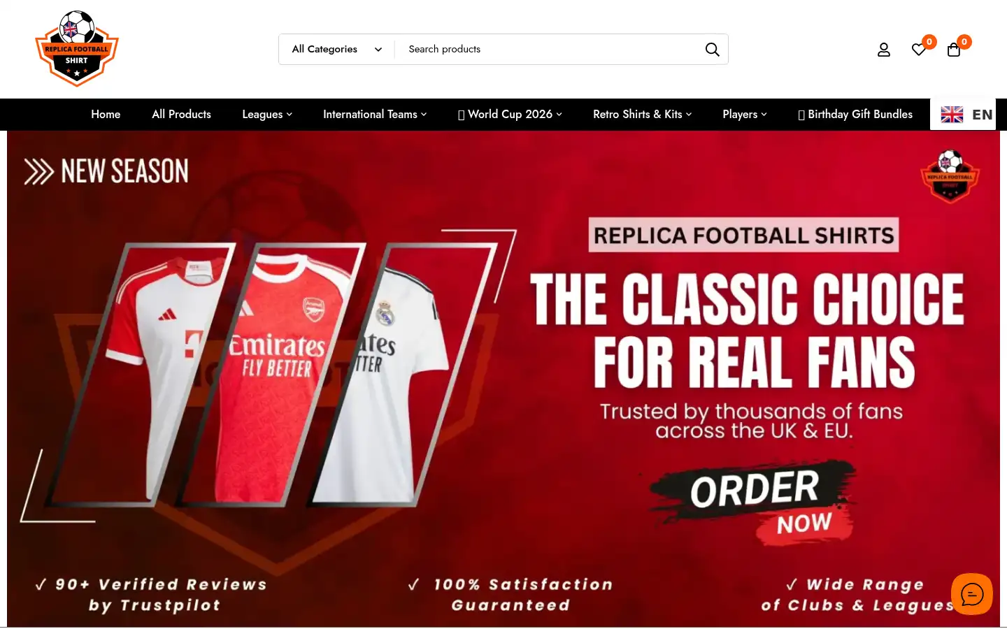 Screenshot of replicafootballshirt.com