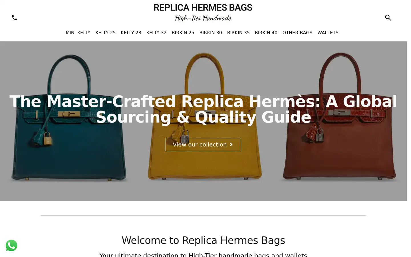 Screenshot of replicahermesbags.co
