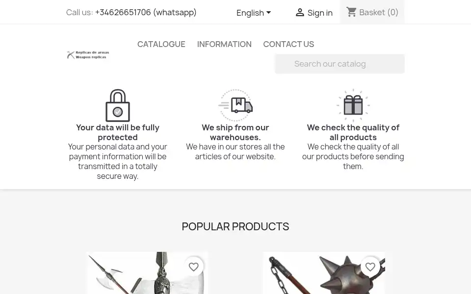 Screenshot of replicasarmas.com