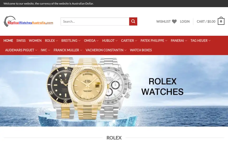 Screenshot of replicawatchesaustralia.com