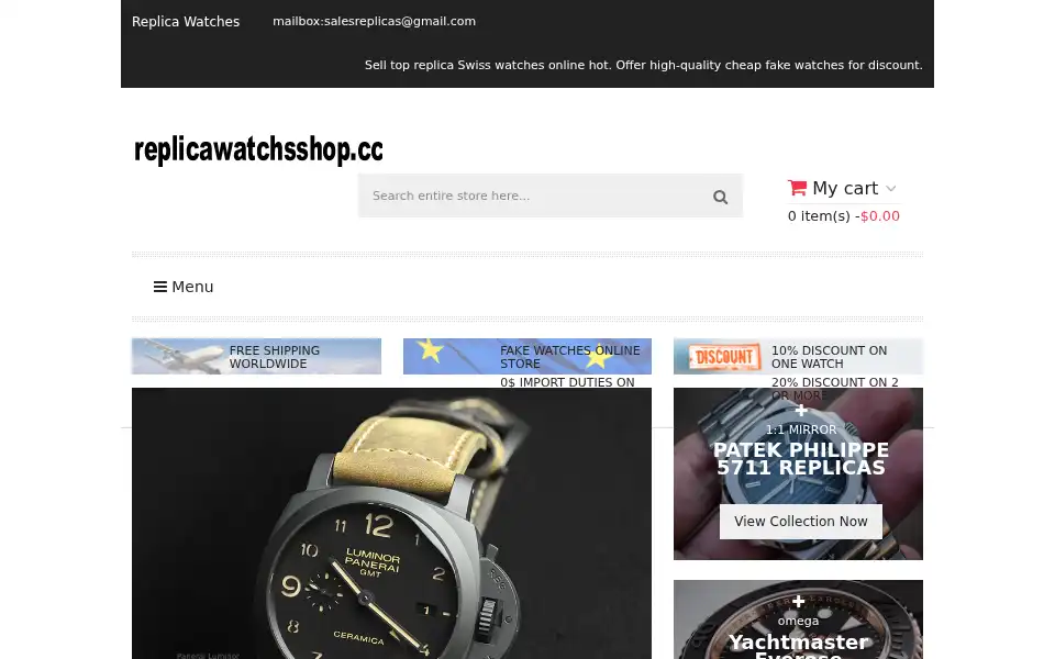 Screenshot of replicawatchsshop.cc