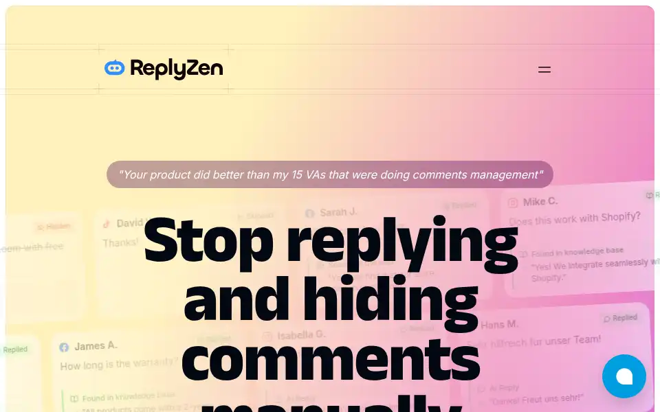 Screenshot of replyzen.ai