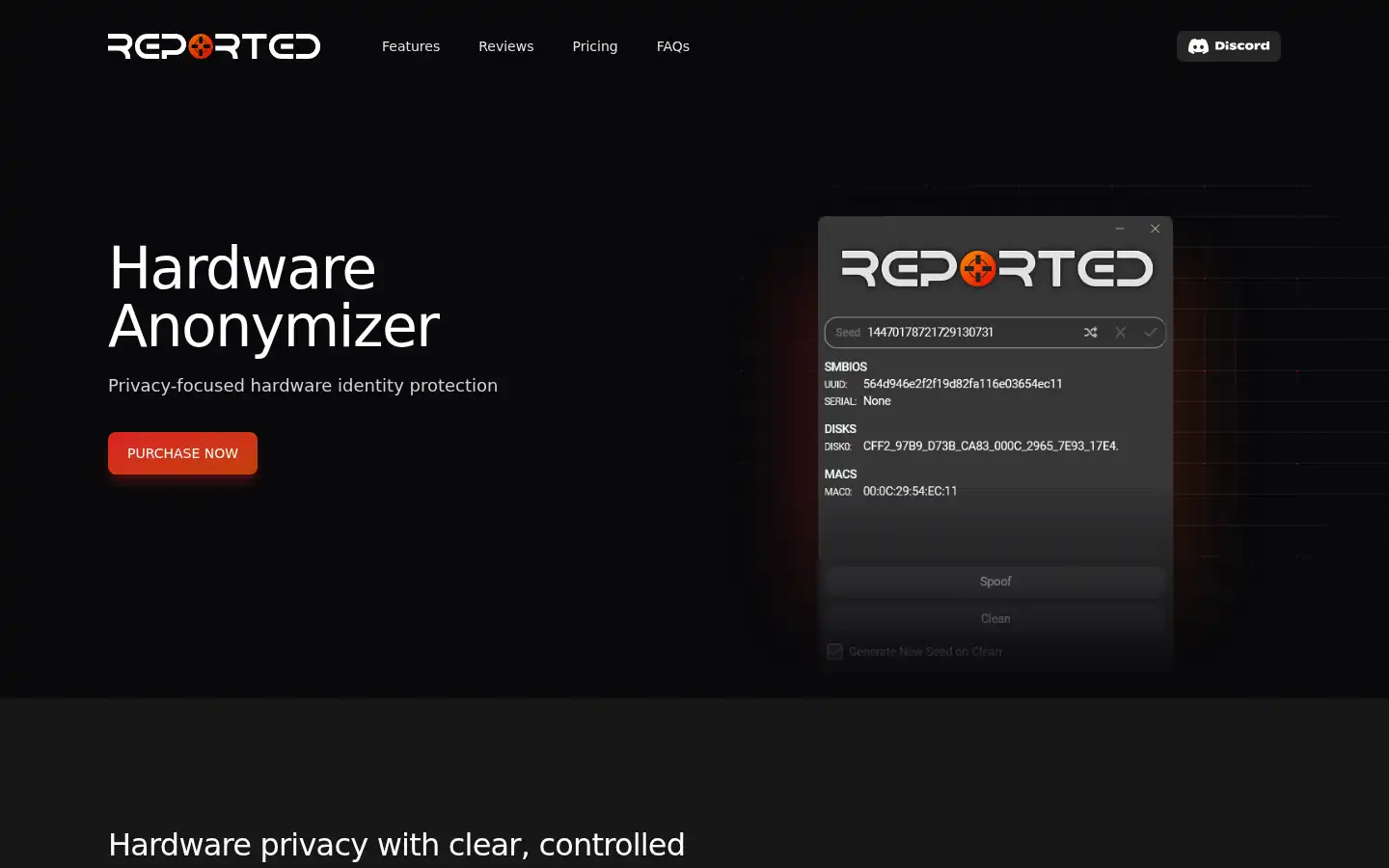 Screenshot of reported.lol