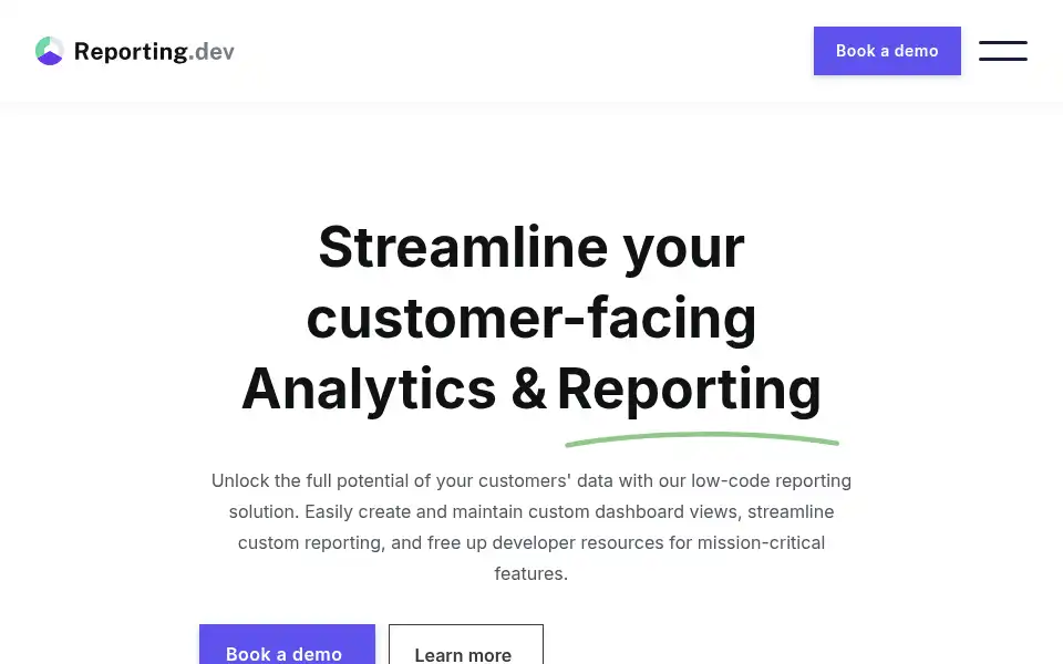 Screenshot of reporting.dev