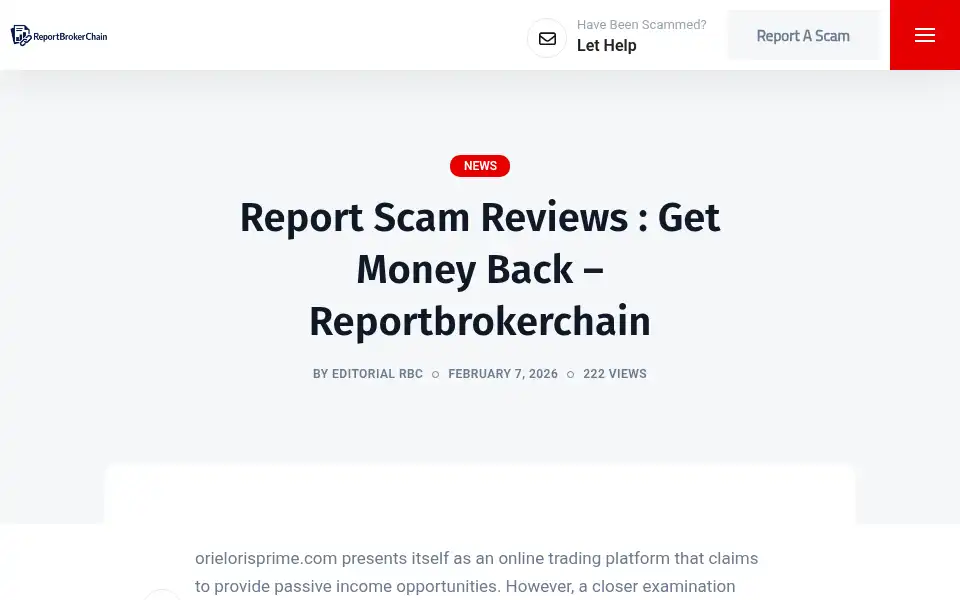 Screenshot of reportscamtrader.com