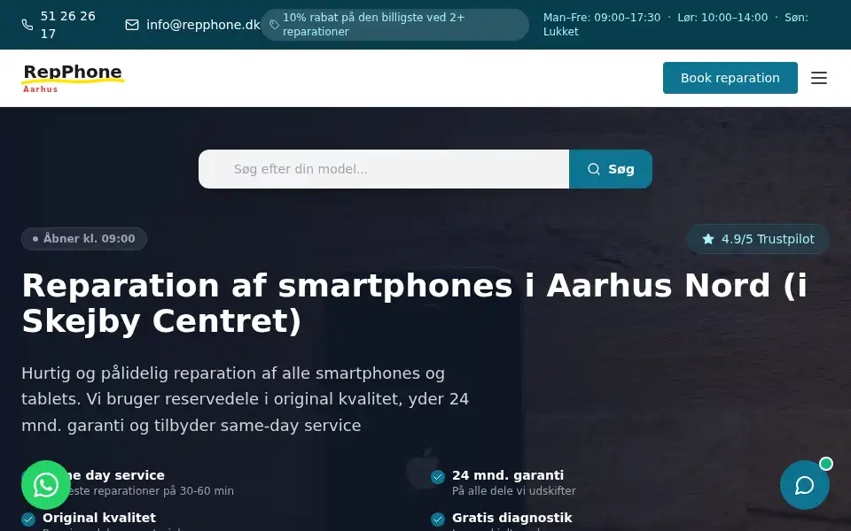 Screenshot of repphone.dk