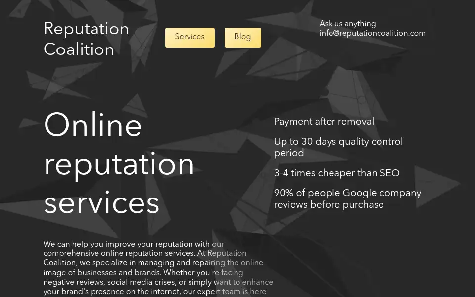 Screenshot of reputationcoalition.com