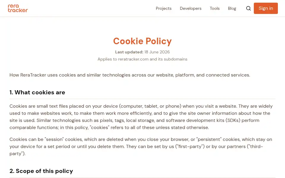 Screenshot of reratracker.com