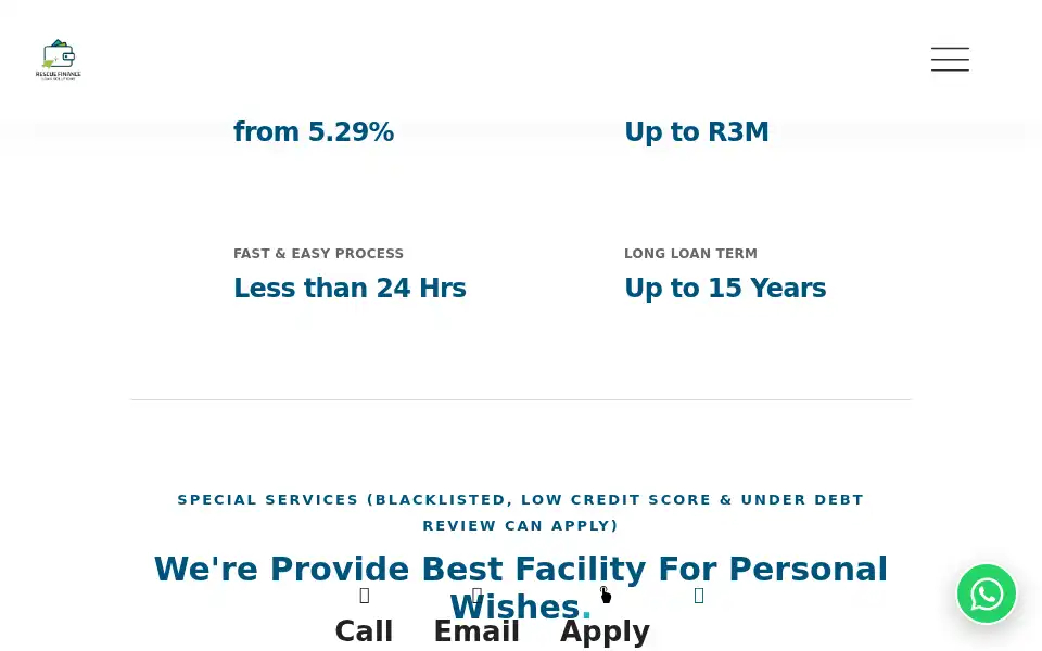 Screenshot of rescuefinance.co.za