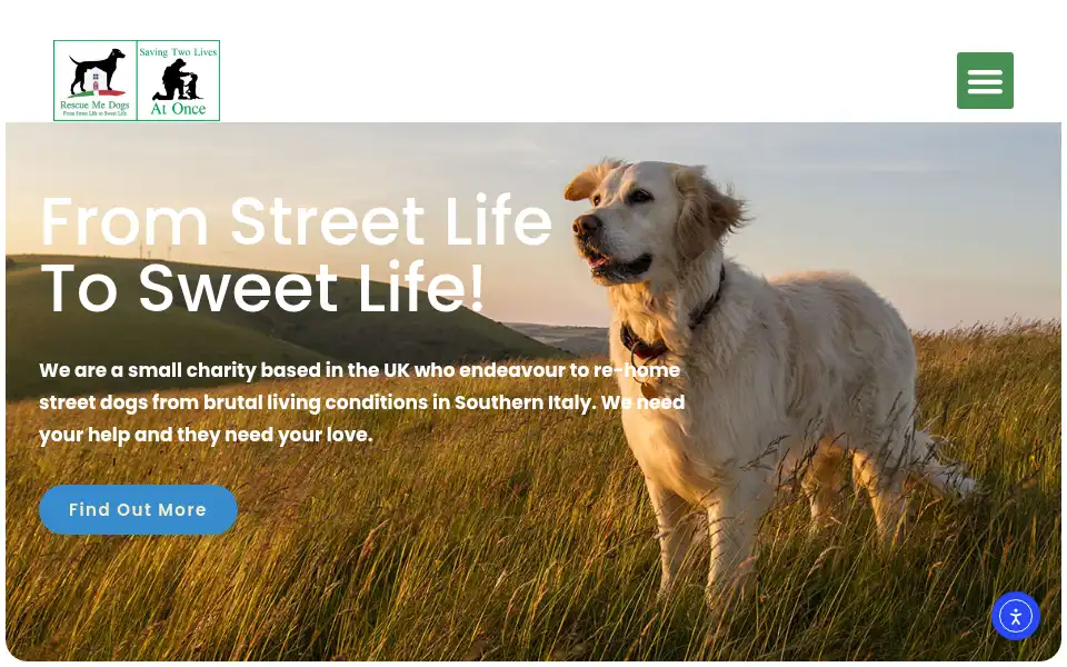Screenshot of rescuemedogs.org.uk