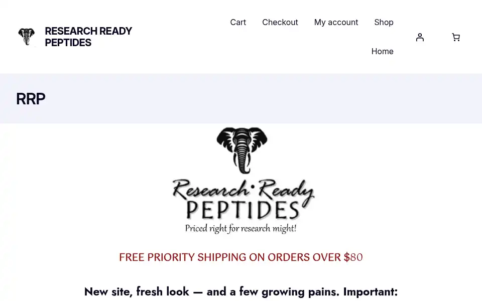 Screenshot of researchreadypeptides.com