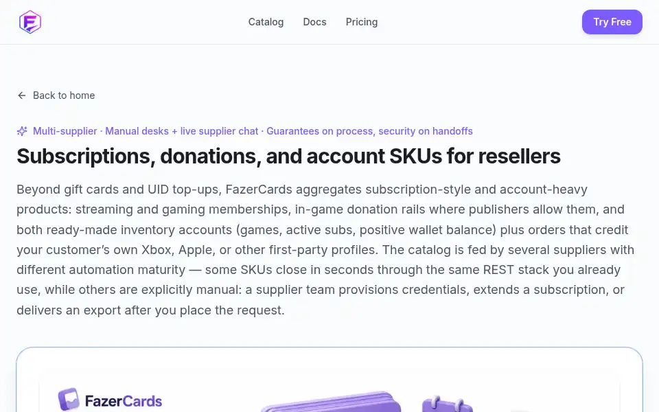 Screenshot of reseller.fazercards.com