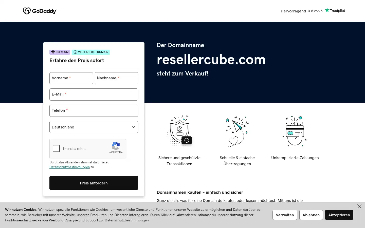 Screenshot of resellercube.com