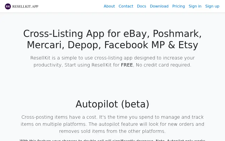 Screenshot of resellkit.app