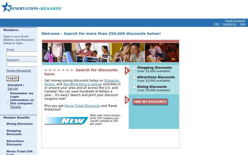 Screenshot of reservationrewards.com