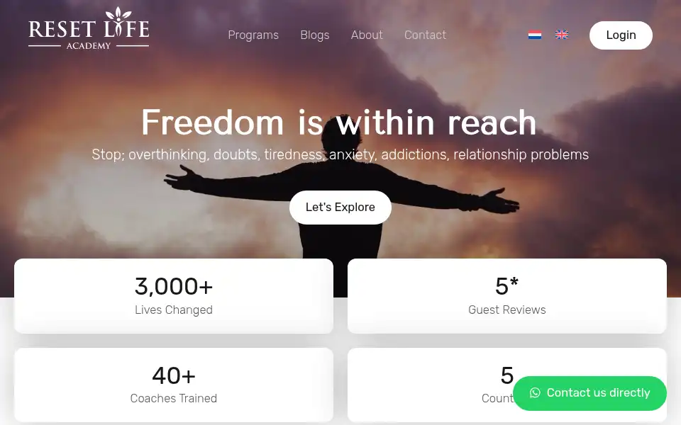 Screenshot of resetlife.academy
