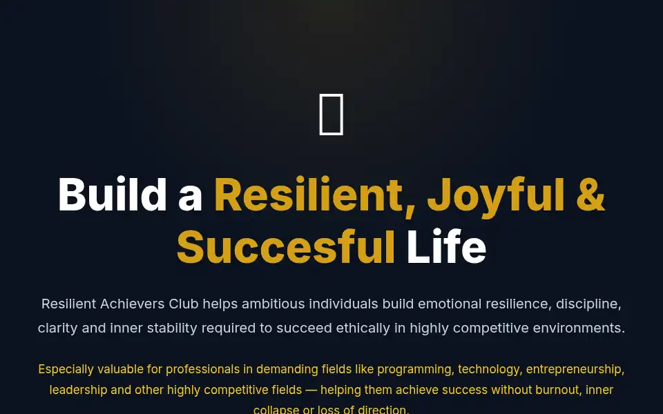 Screenshot of resilientachieversclub.com