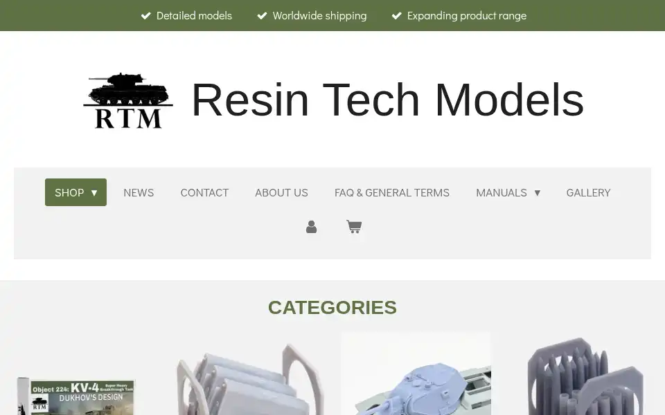 Screenshot of resintechmodels.com