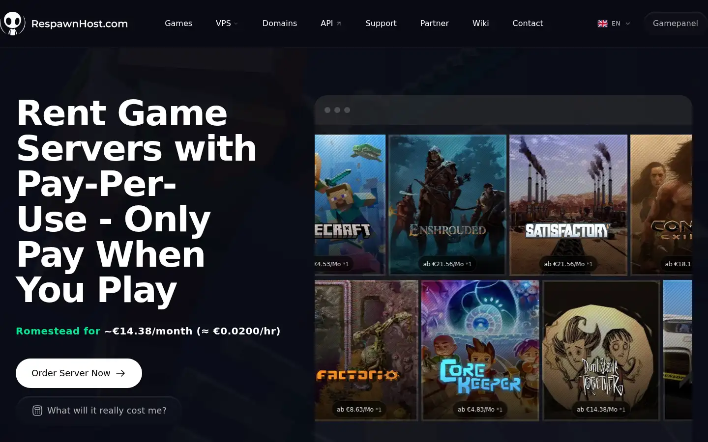Screenshot of respawnhost.com