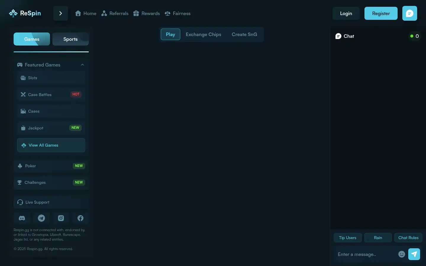 Screenshot of respin.gg