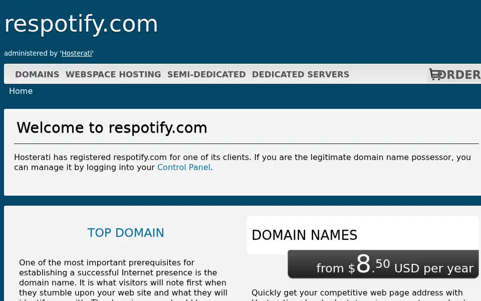 Screenshot of respotify.com