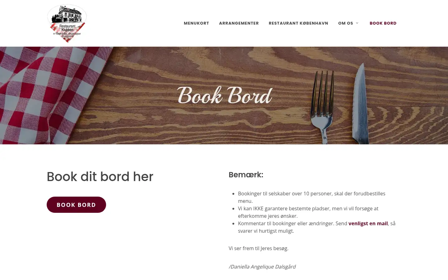 Screenshot of restaurant-klubben.dk