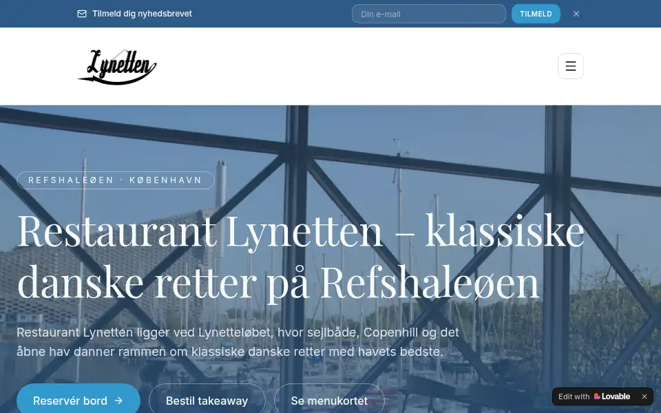 Screenshot of restaurantlynetten.dk