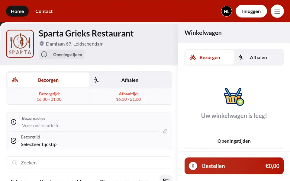 Screenshot of restaurantsparta.nl