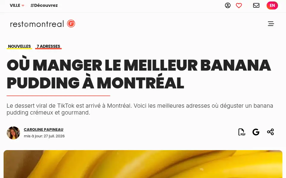 Screenshot of restomontreal.ca