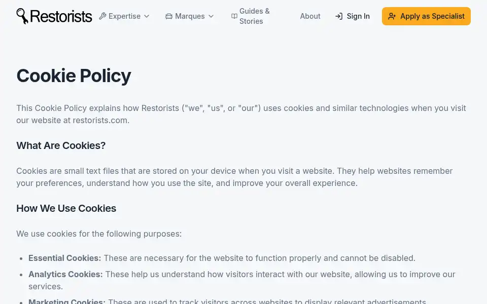 Screenshot of restorists.com
