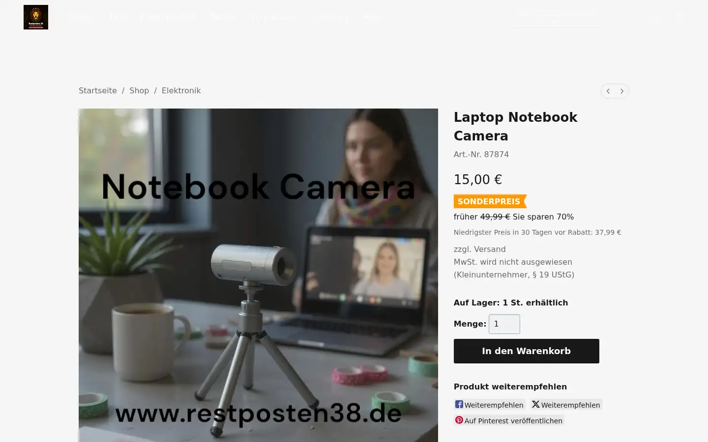 Screenshot of restposten38.de