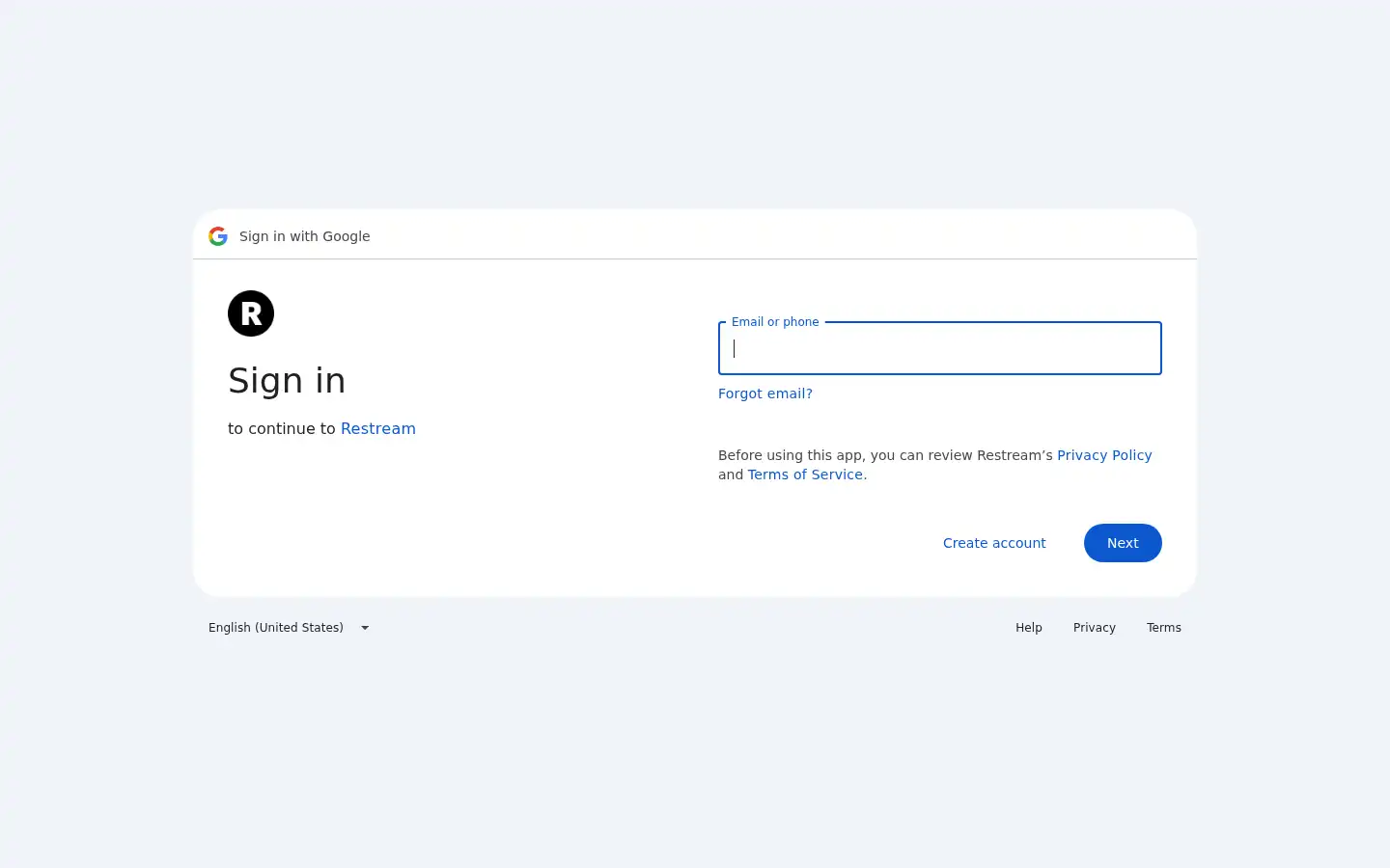 Screenshot of restream.io