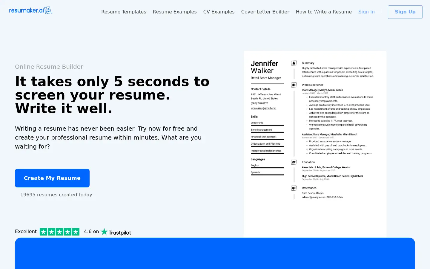 Screenshot of resumaker.ai