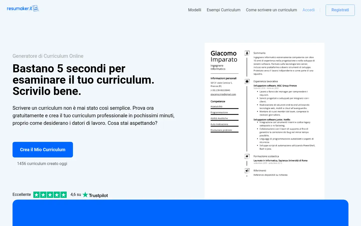 Screenshot of resumaker.it
