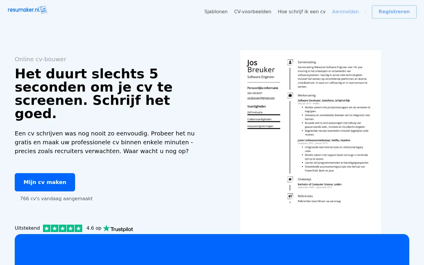 Screenshot of resumaker.nl
