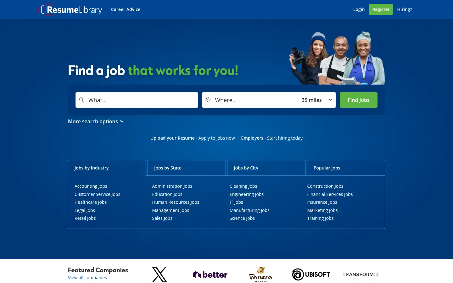 Screenshot of resume-library.com