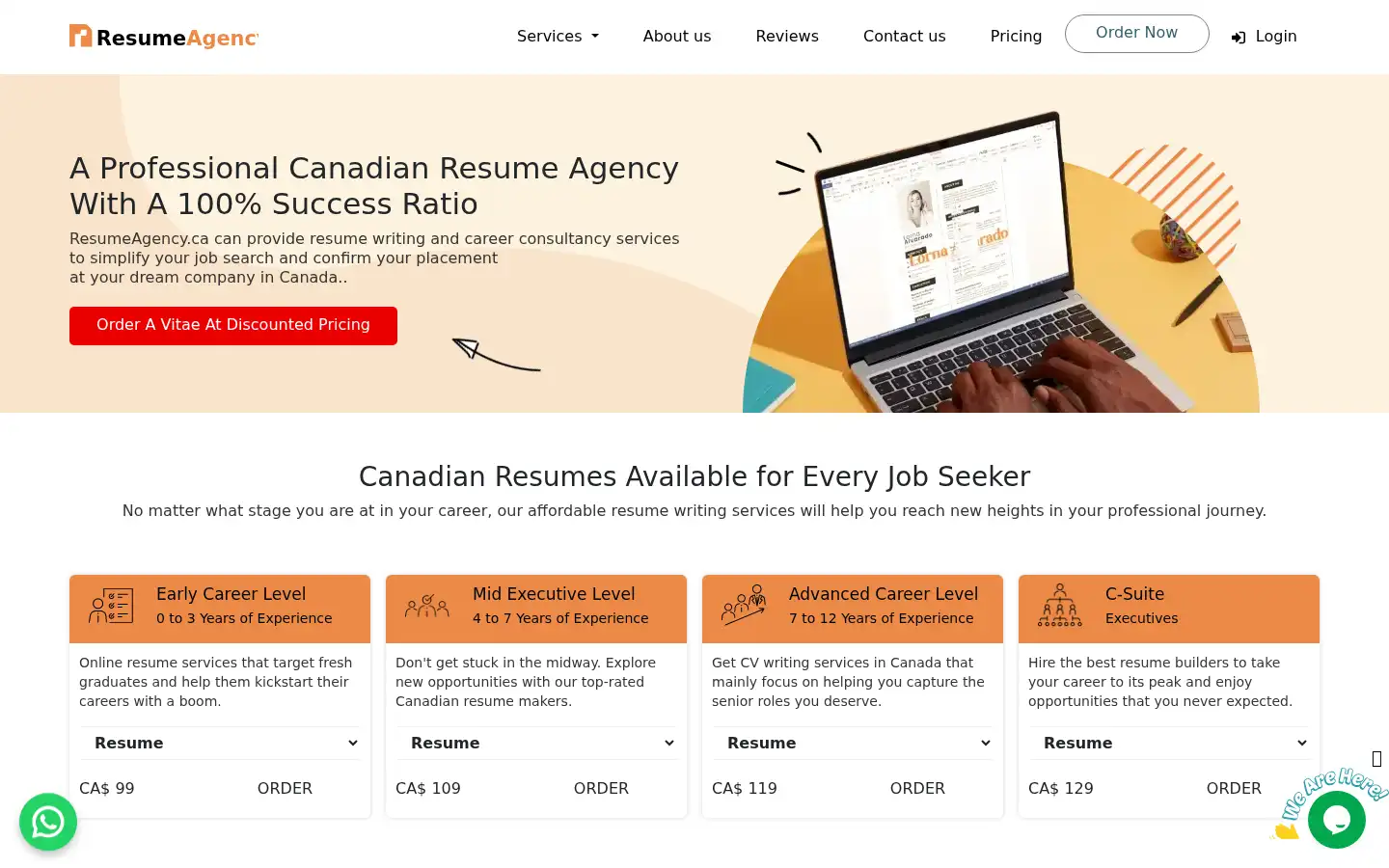 Screenshot of resumeagency.ca