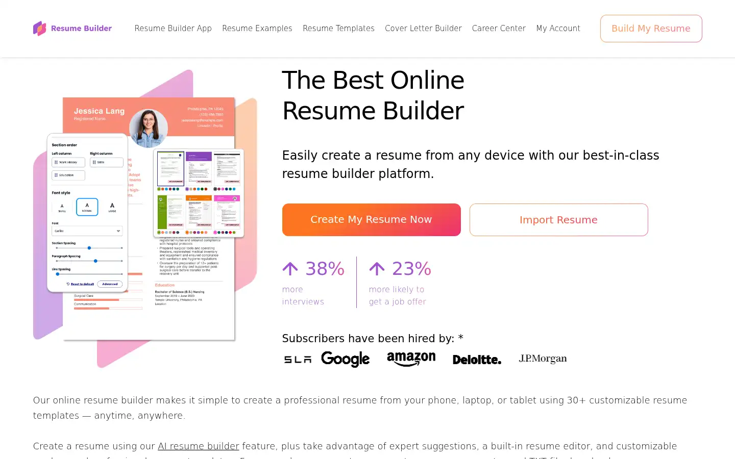 Screenshot of resumebuilder.com
