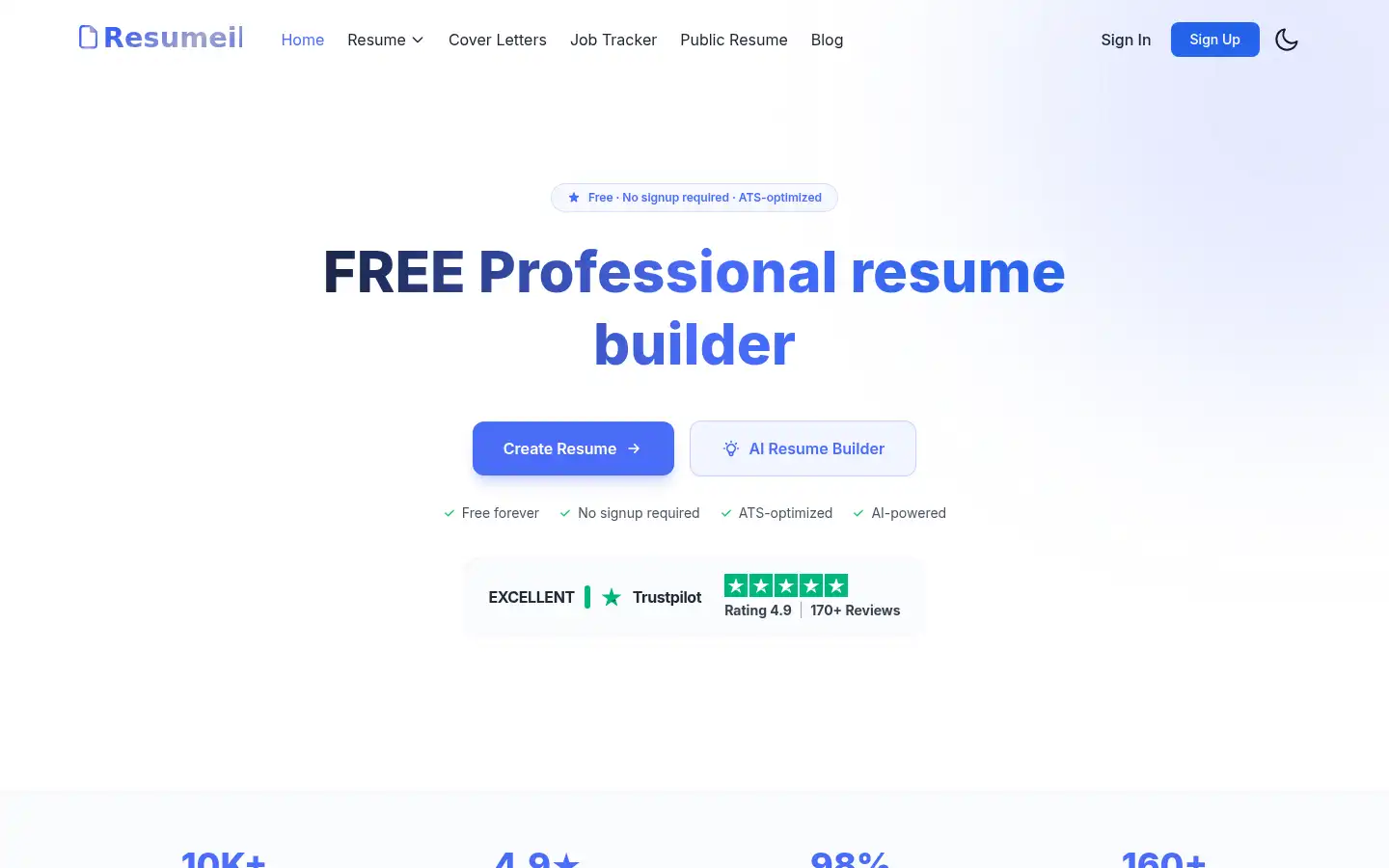 Screenshot of resumeily.com