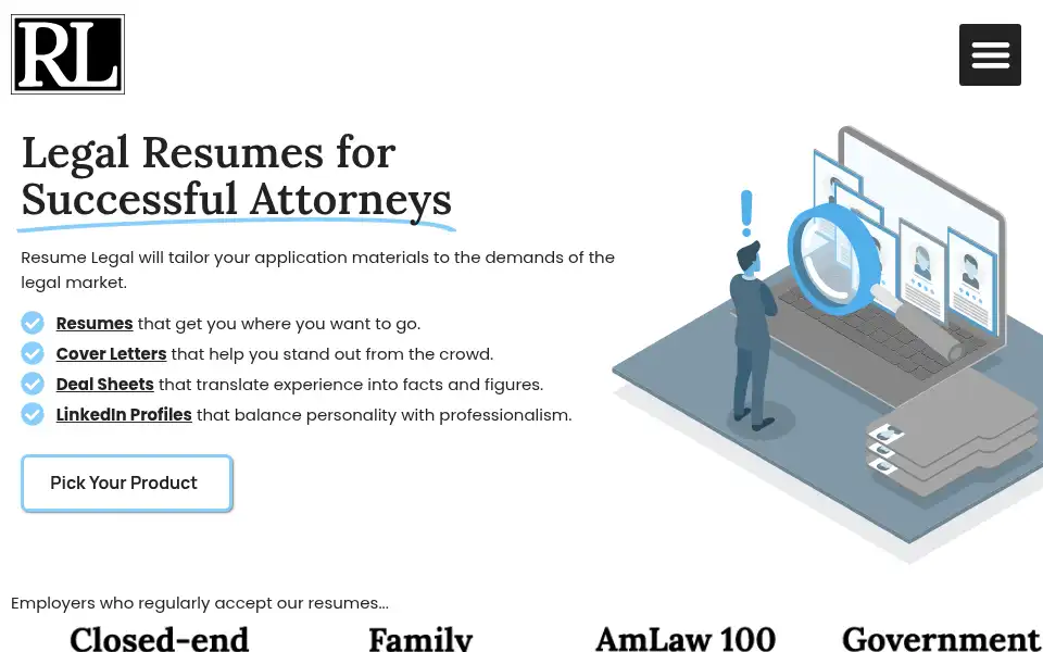 Screenshot of resumelegal.com