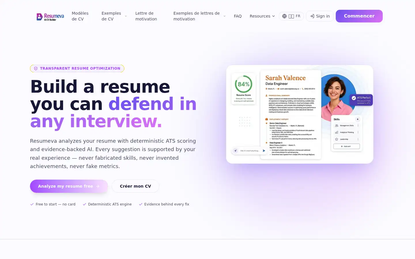 Screenshot of resumeva.com