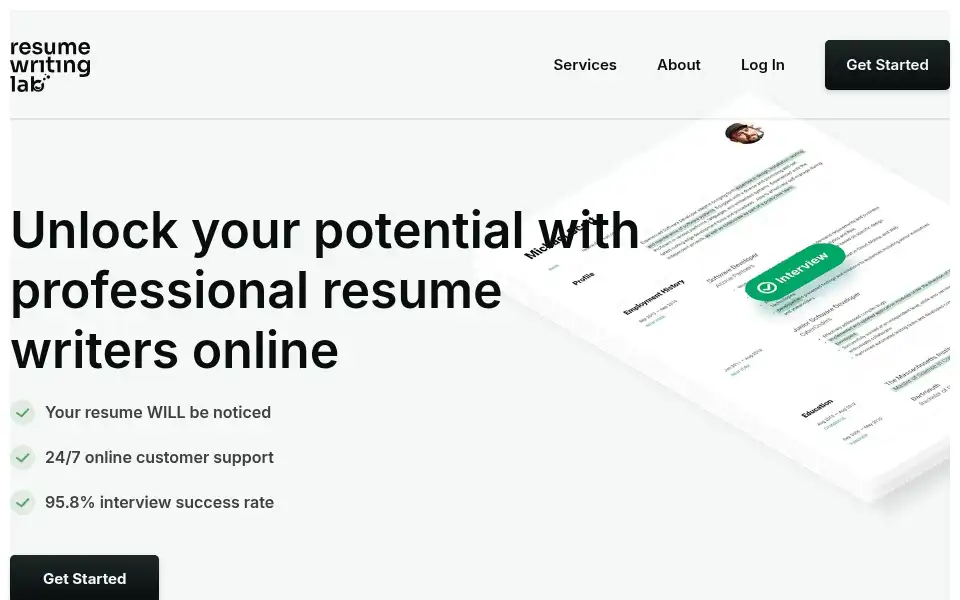 Screenshot of resumewritinglab.com