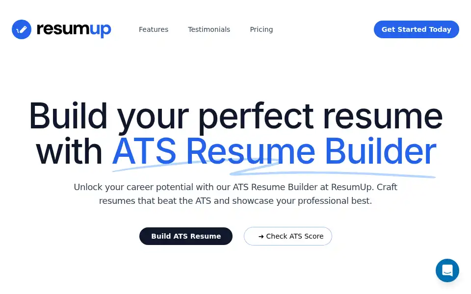 Screenshot of resumup.com