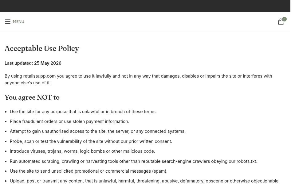Screenshot of retailssupp.com