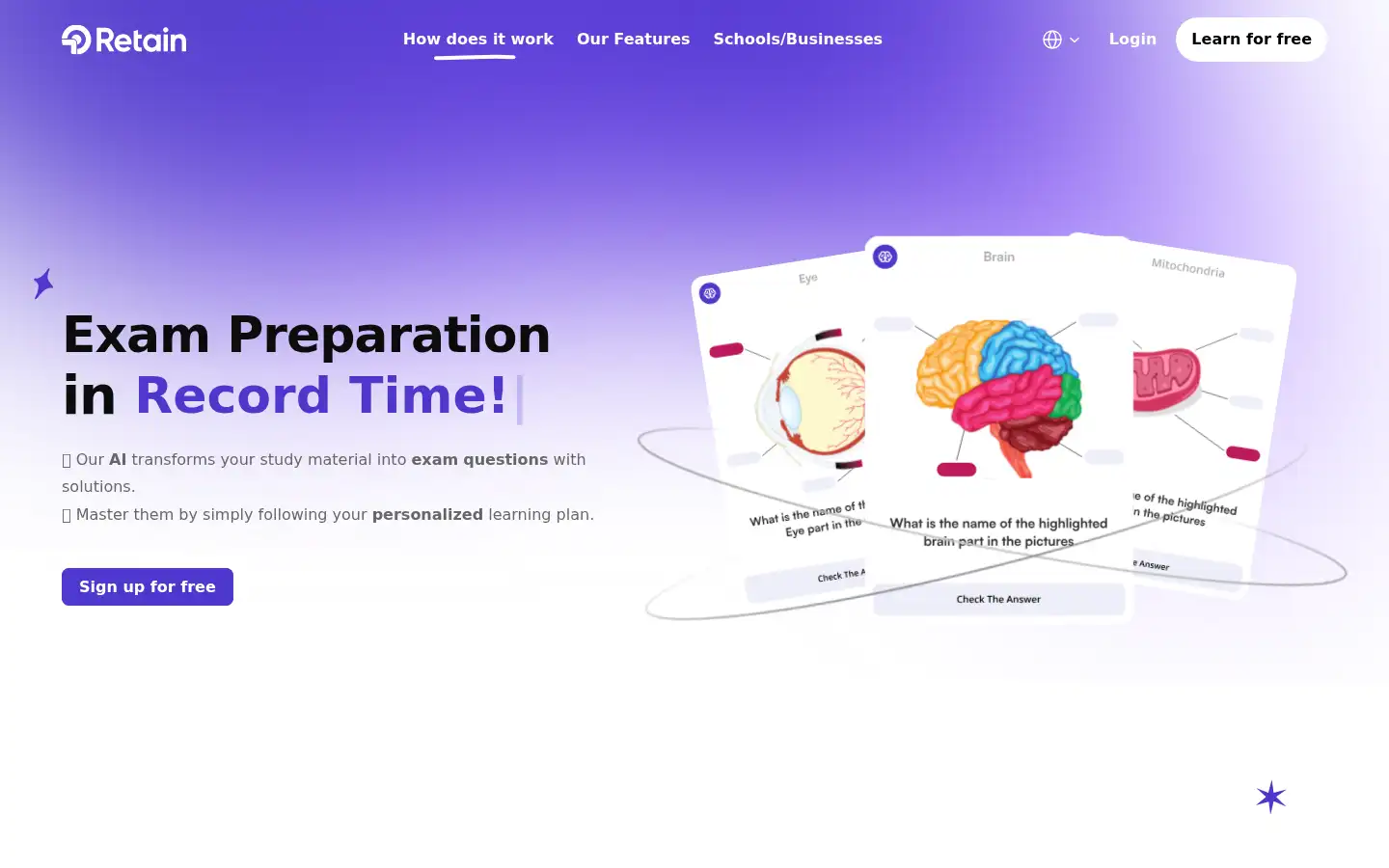 Screenshot of retain.cards