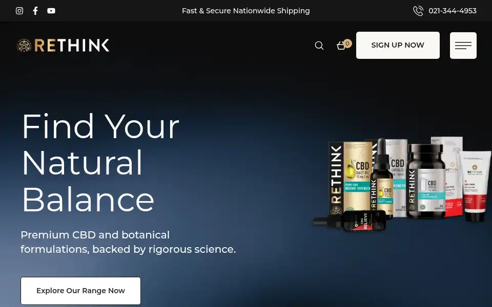 Screenshot of rethinkcbd.co.za