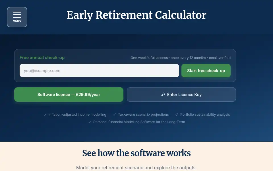 Screenshot of retire-early.co.uk