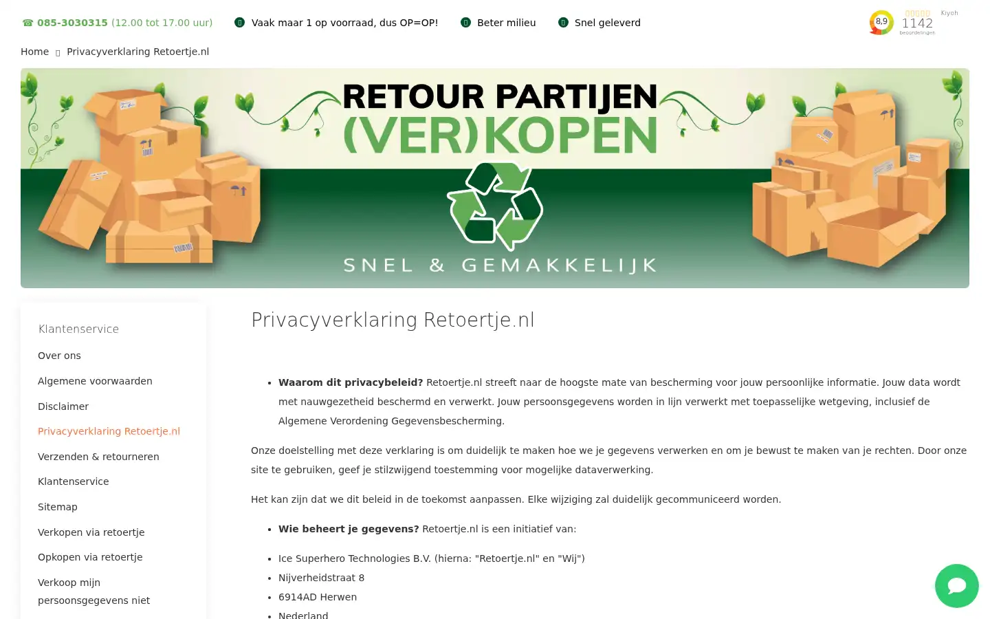 Screenshot of retoertje.nl